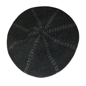 Scala 100% Wool Beret Black wtih Broken GRAY Stripes One size Preppy City Modern